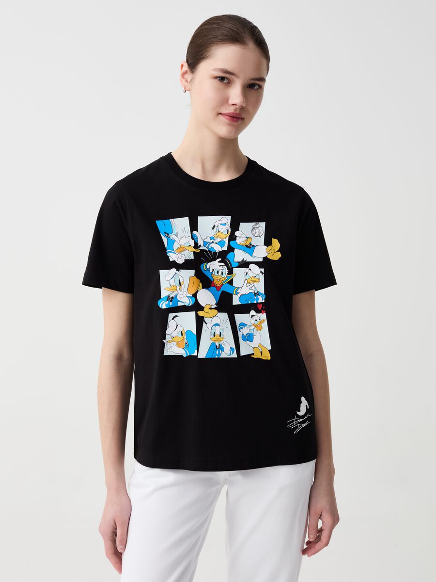 Organic cotton T-shirt with Donald Duck 90 print_0