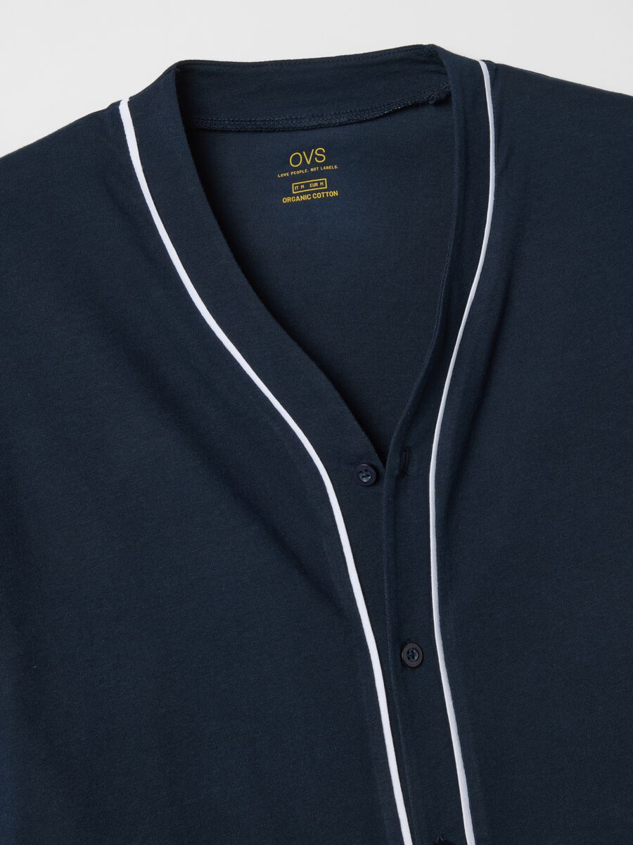 Pure cotton blue pyjamas, regular fit with contrast detailing_1