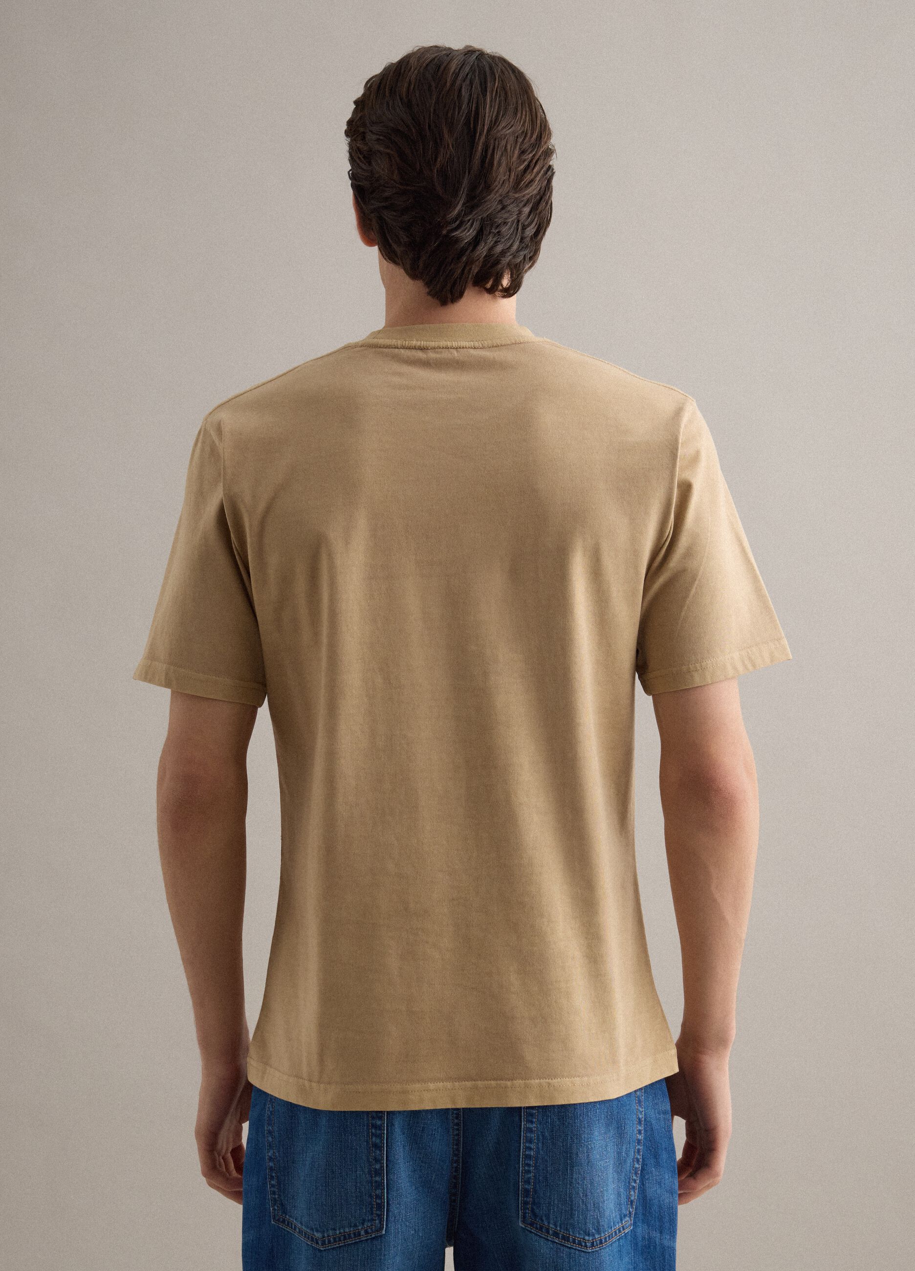 Beige pure cotton T-shirt relaxed fit