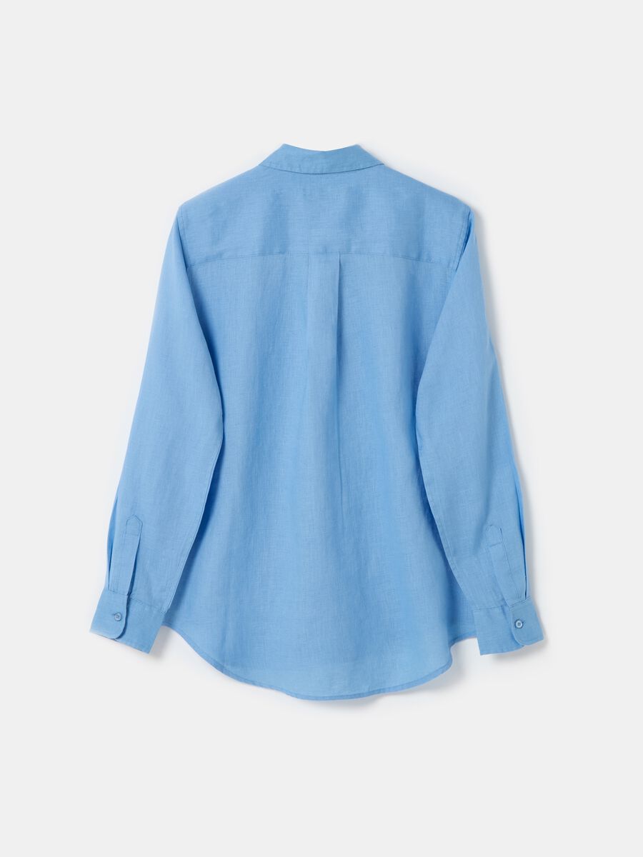 Relaxed-fit shirt in solid colour linen_4