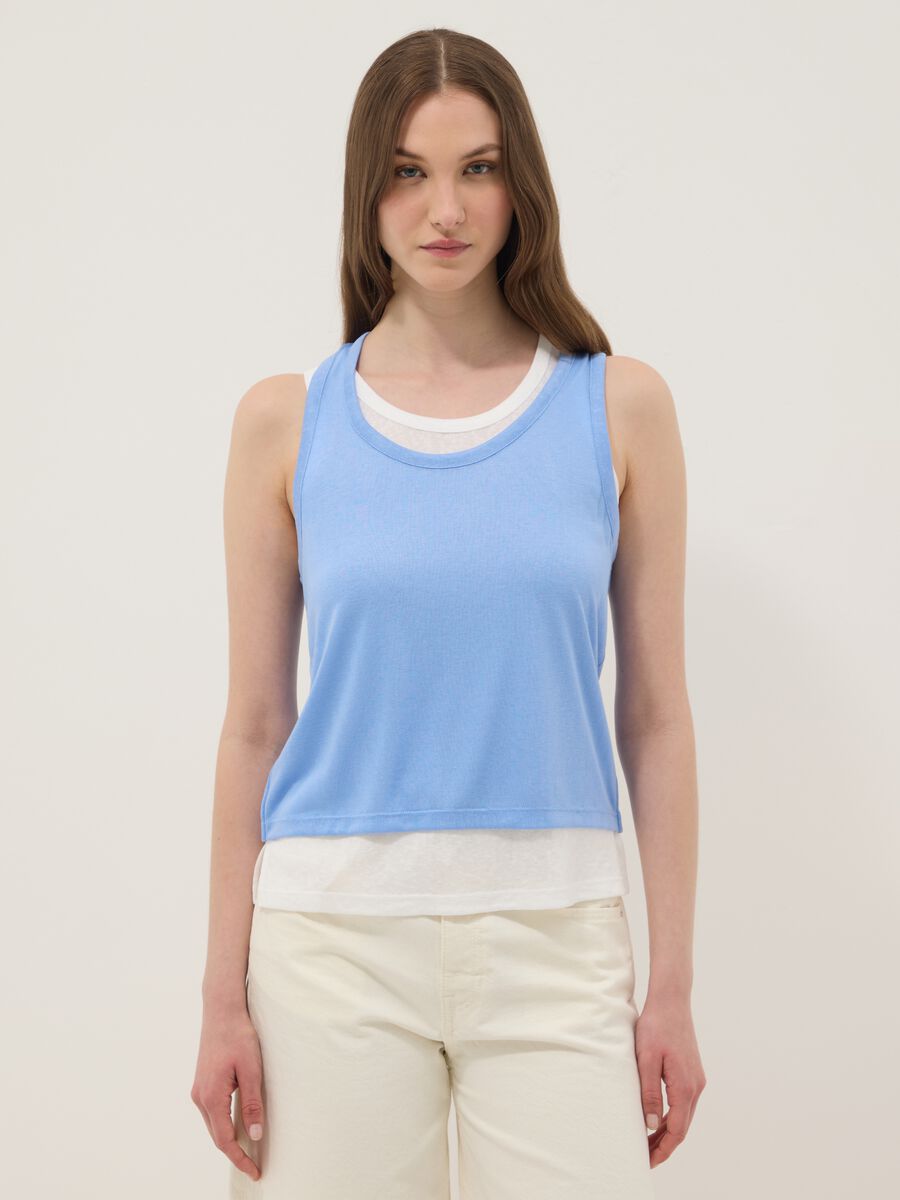Light blue viscose-blend regular-fit tank top_1
