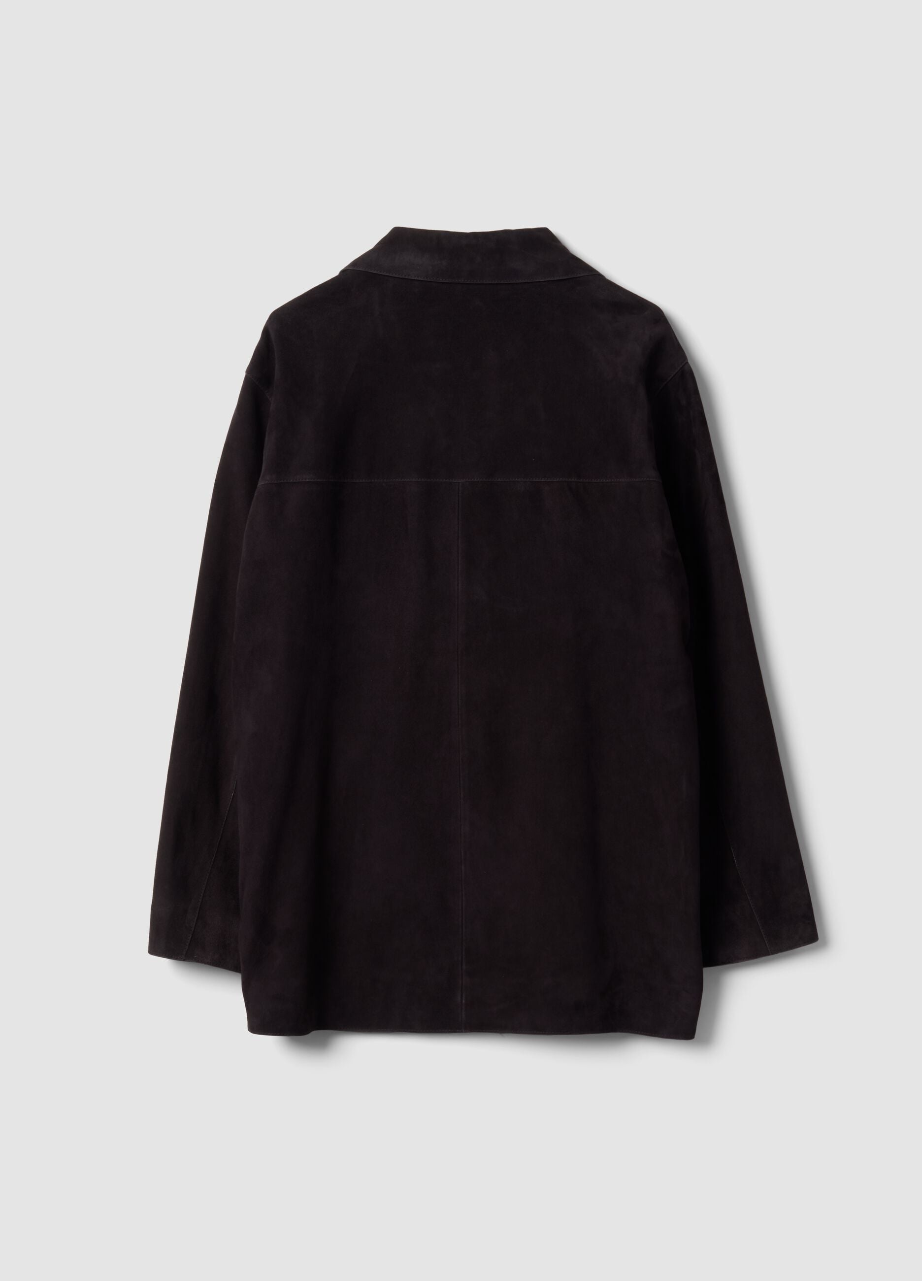 Black genuine leather jacket, regular fit