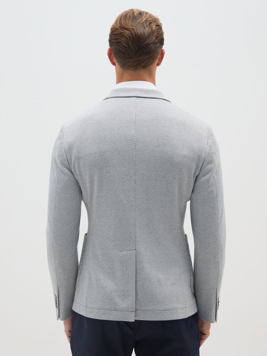 Slim fit checked cotton blend blazer with buttons_2