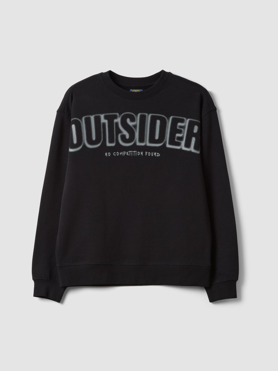 Schwarzes Sweatshirt mit Rundhalsausschnitt aus reiner Bio-Baumwolle_0