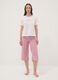Pink and white organic cotton pyjamas with cropped trousers_0