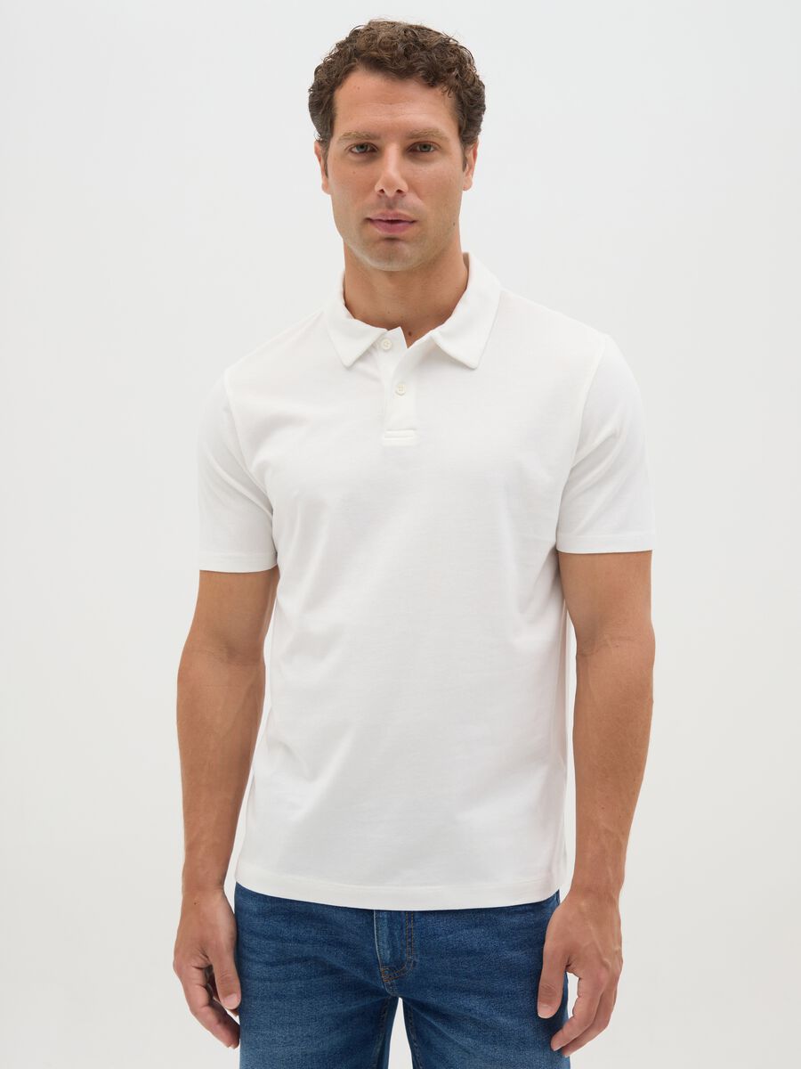 Men&rsquo;s white polo shirt in 100% cotton with regular fit_1