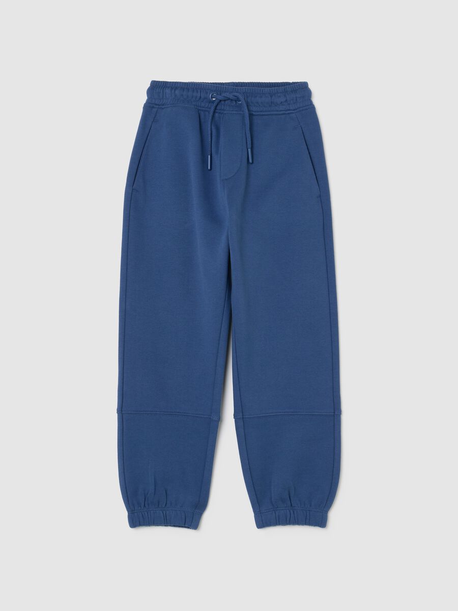 Kids' blue jogger trousers in pure cotton comfort fit_0