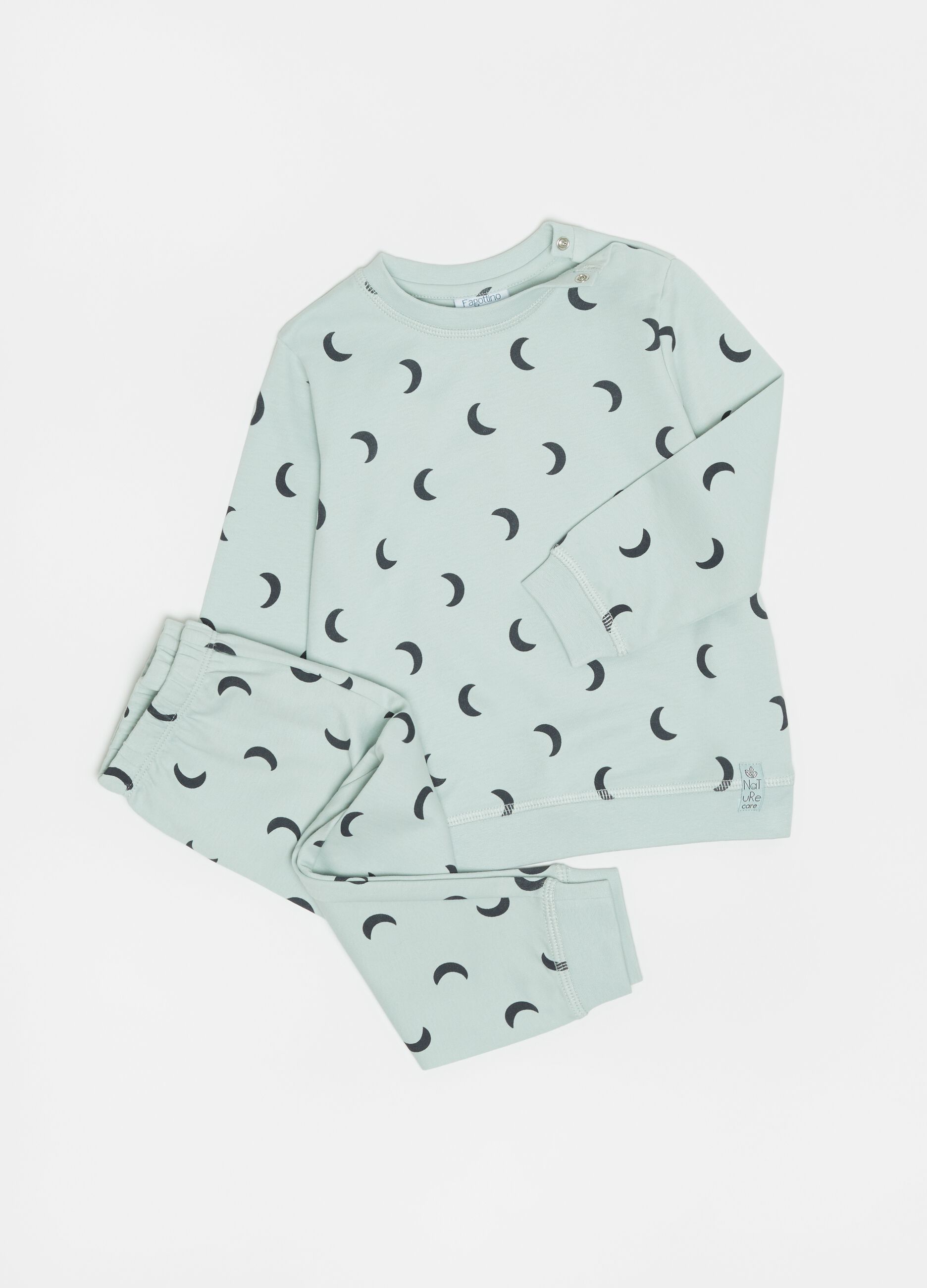 Long pyjamas in 100% cotton with moon pattern
