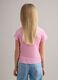 Pink short-sleeve girls' T-shirt regular fit with mesh texture_2