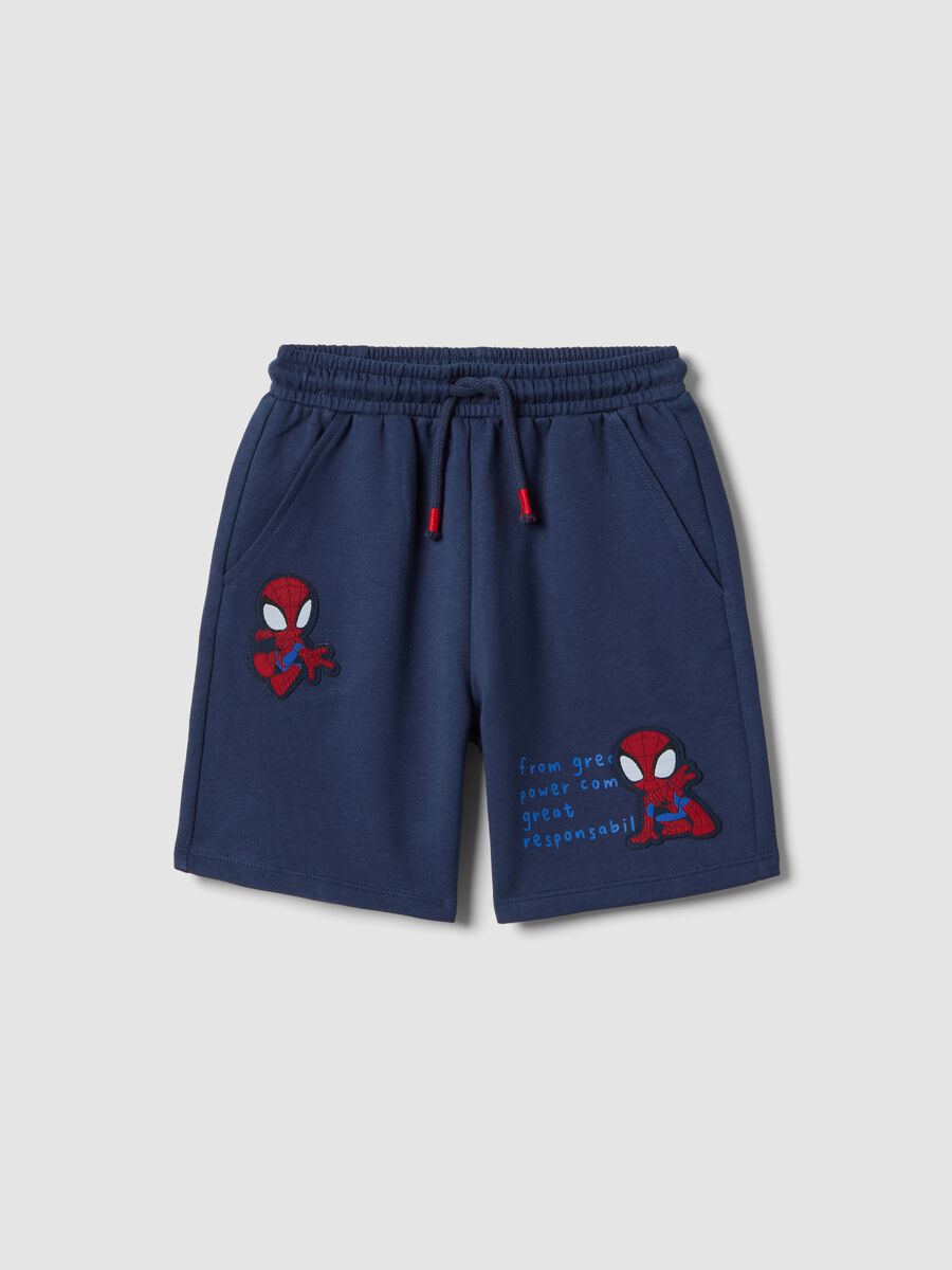 Boys' blue regular-fit 100% cotton shorts with Spider-Man_0