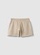 Girls' beige pure cotton shorts with relaxed fit_4
