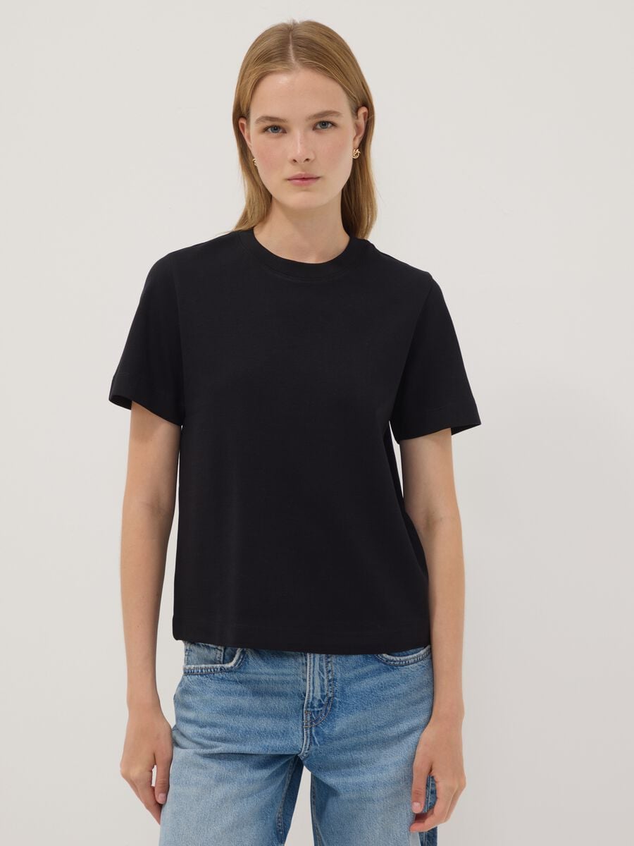 Black relaxed-fit pure cotton short-sleeve T-shirt_1