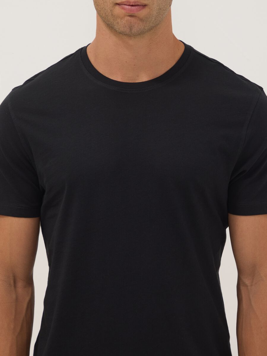 Two-pack of black crew-neck T-shirts in pure extra-fine cotton_1