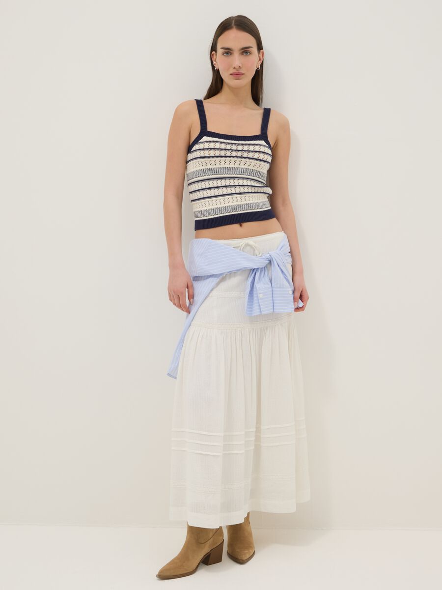 Tailliertes, mehrfarbig gestreiftes Top aus reiner Baumwolle mit d&uuml;nnen Tr&auml;gern_1