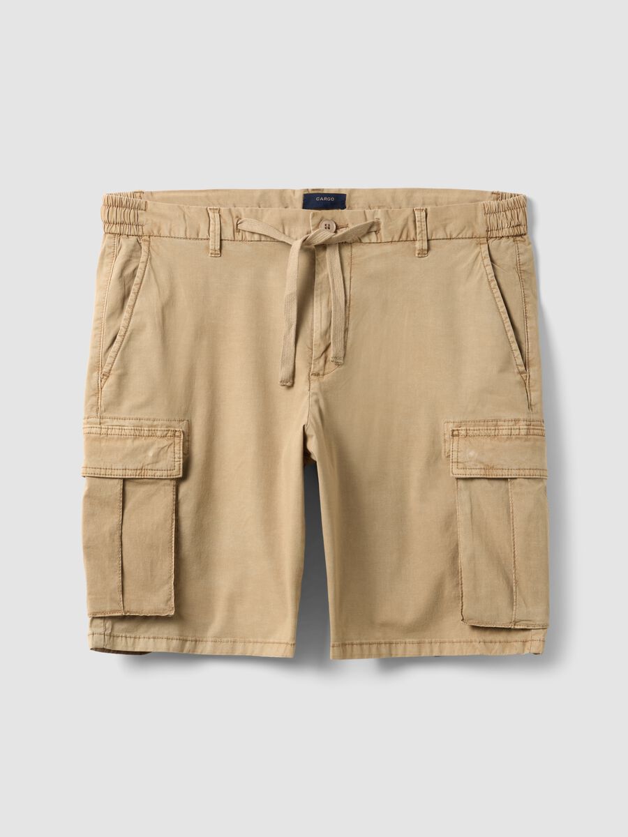 Beige Cargo-Bermudashorts aus Stretch-Baumwolle_4