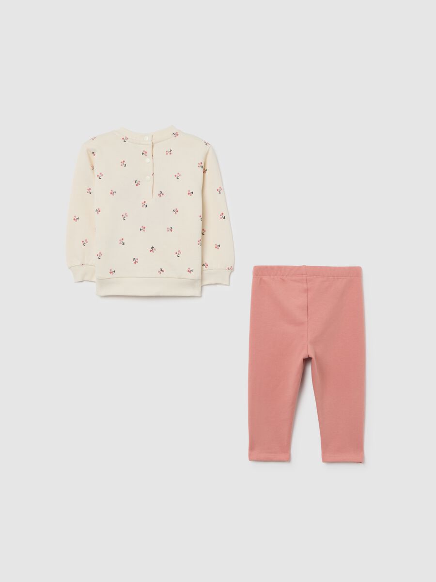 White and pink cotton jogging set for girls_1