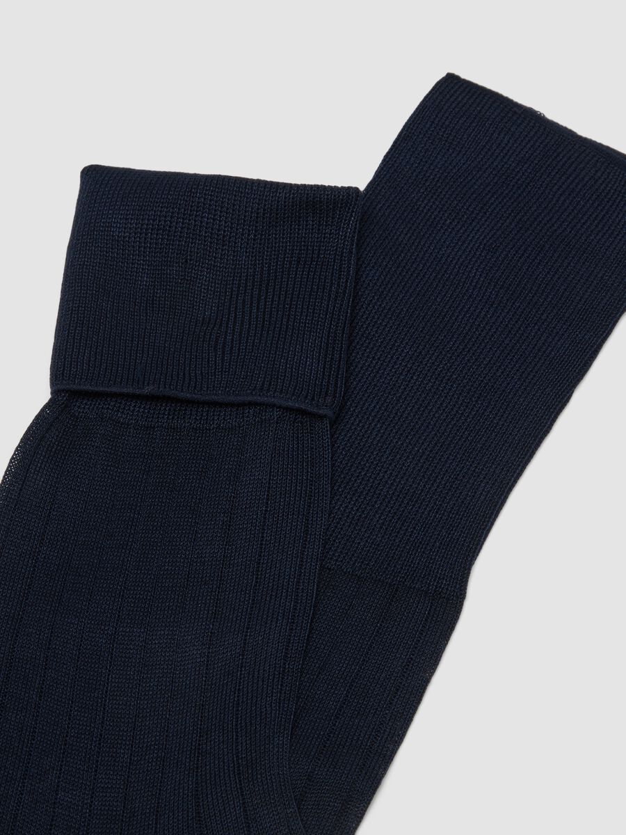 Two-pack of blue midi socks in pure cotton_1
