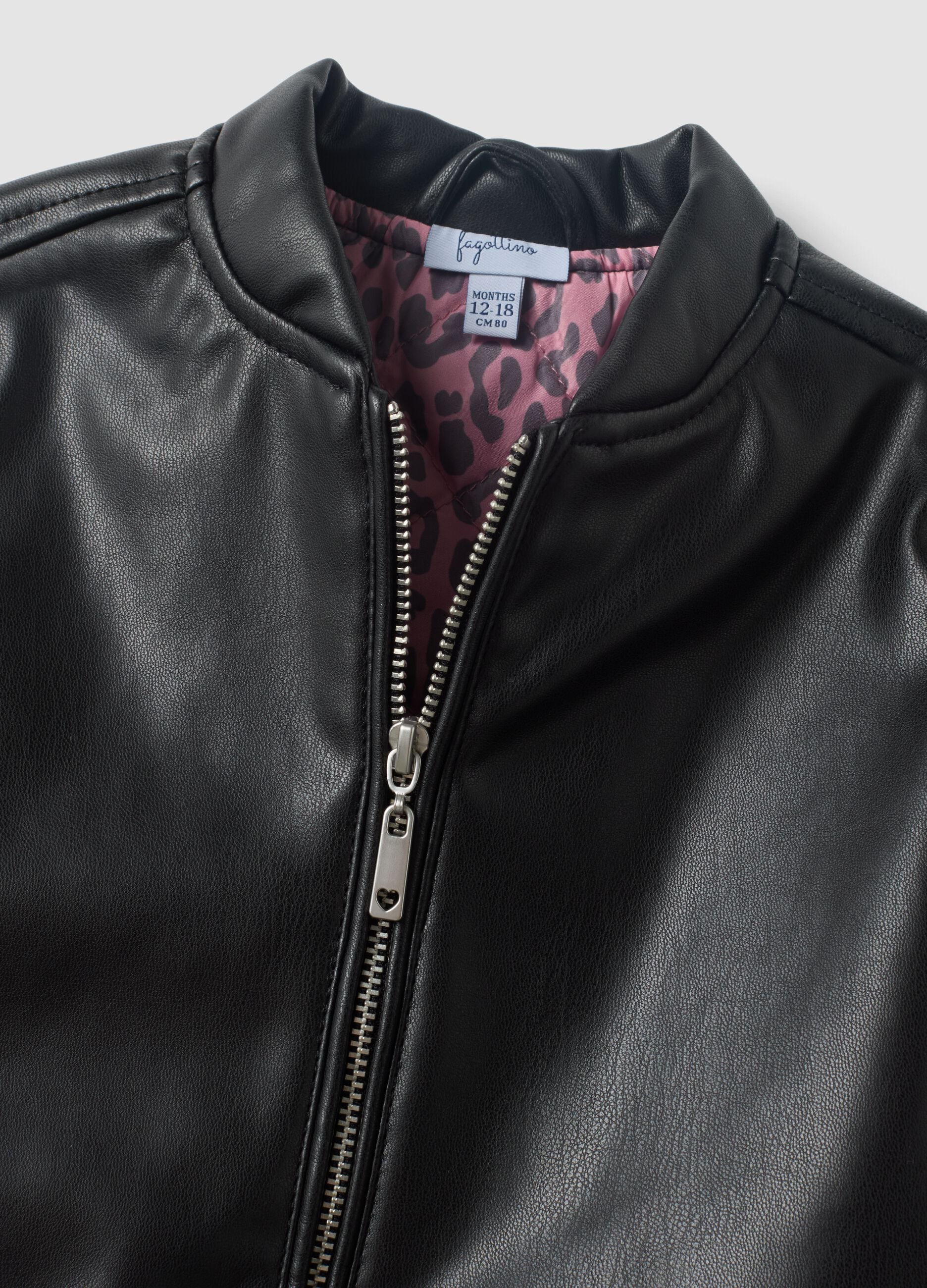 Schwarze wattierte M&auml;dchenjacke mit Reissverschluss