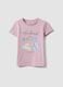 Girls&rsquo; pink organic cotton T-shirt with print and glitter_0
