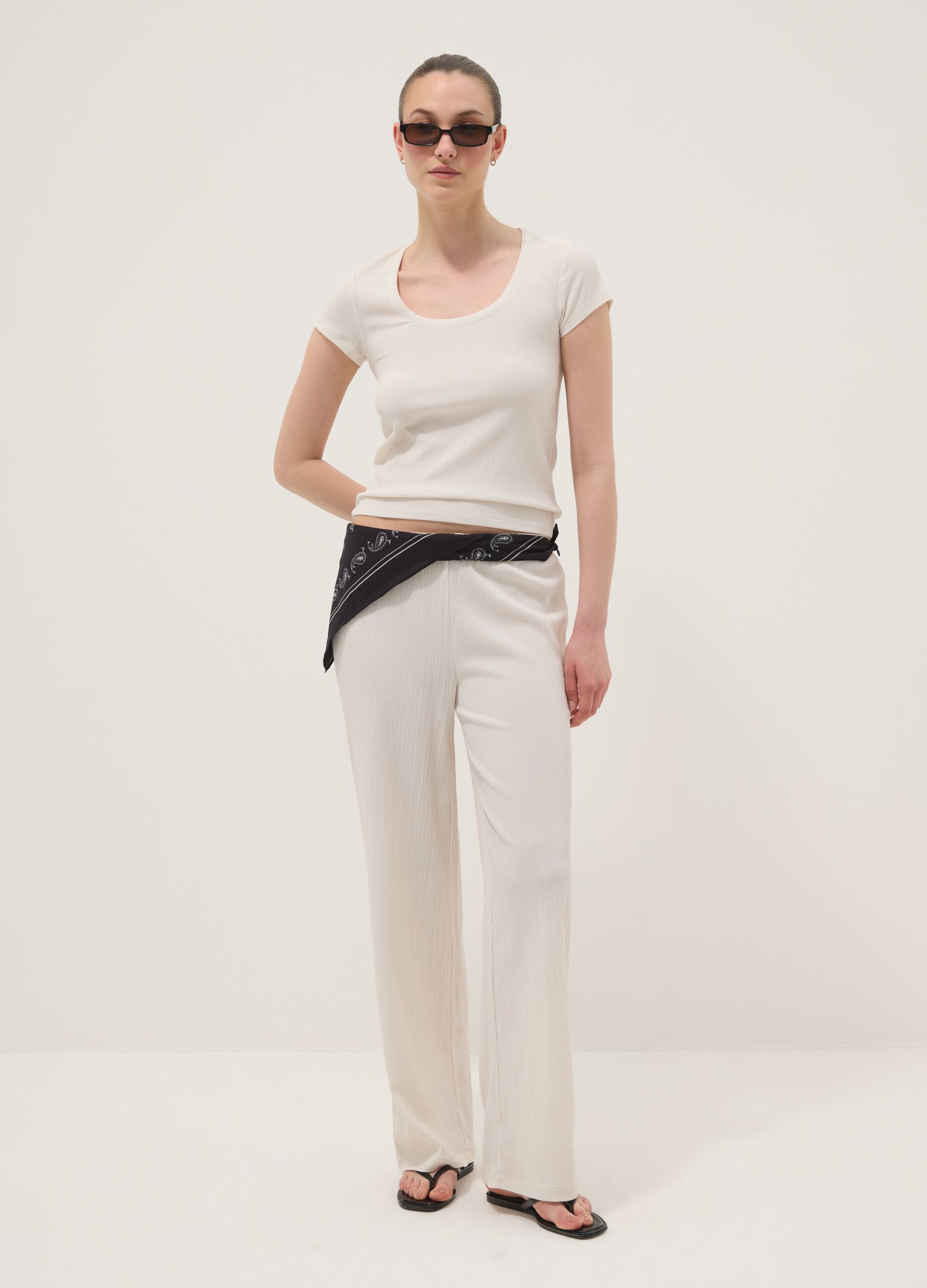 White short-sleeved stretch T-shirt