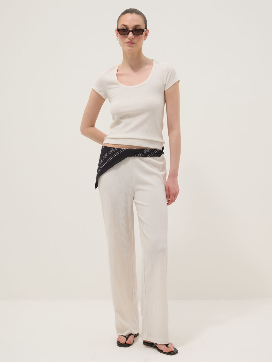 White short-sleeved stretch T-shirt_1