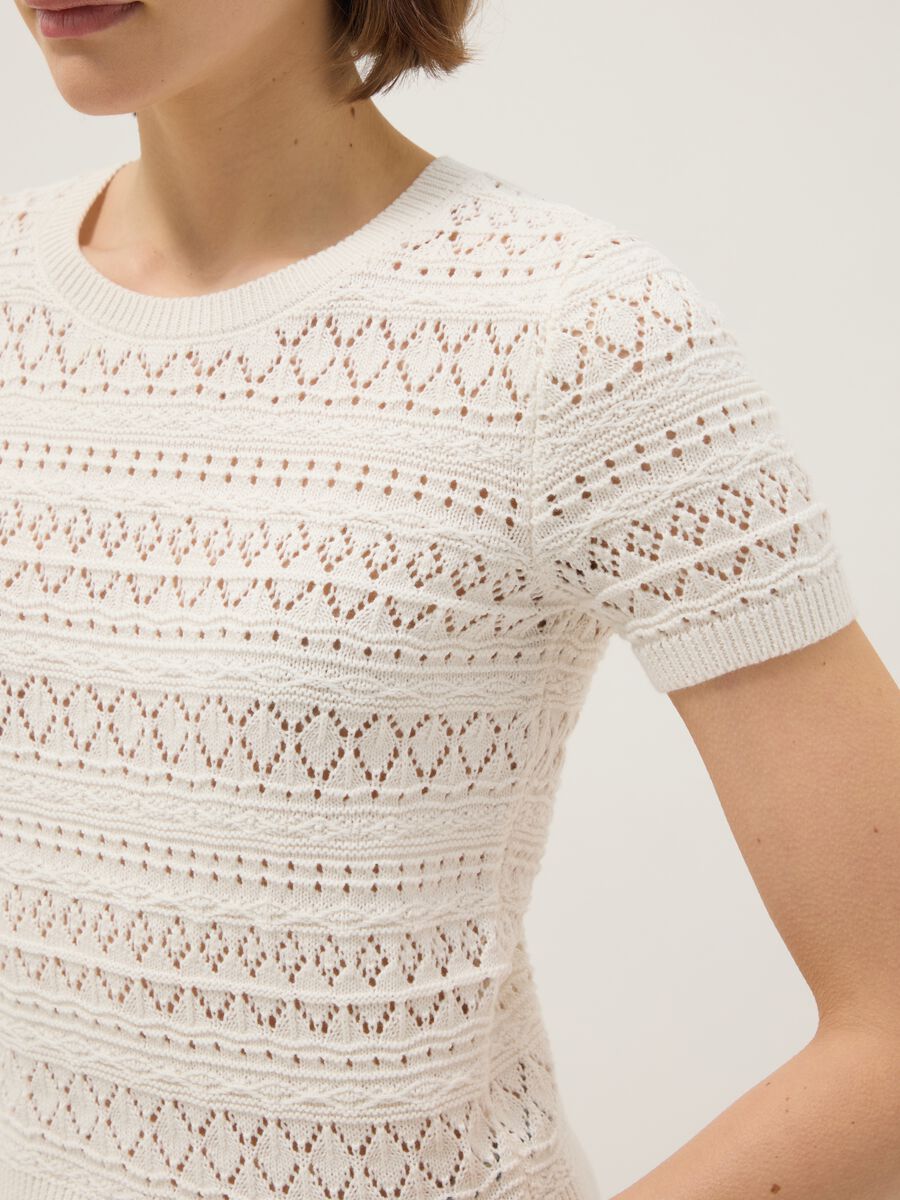 White pure cotton regular fit knitted shirt_3