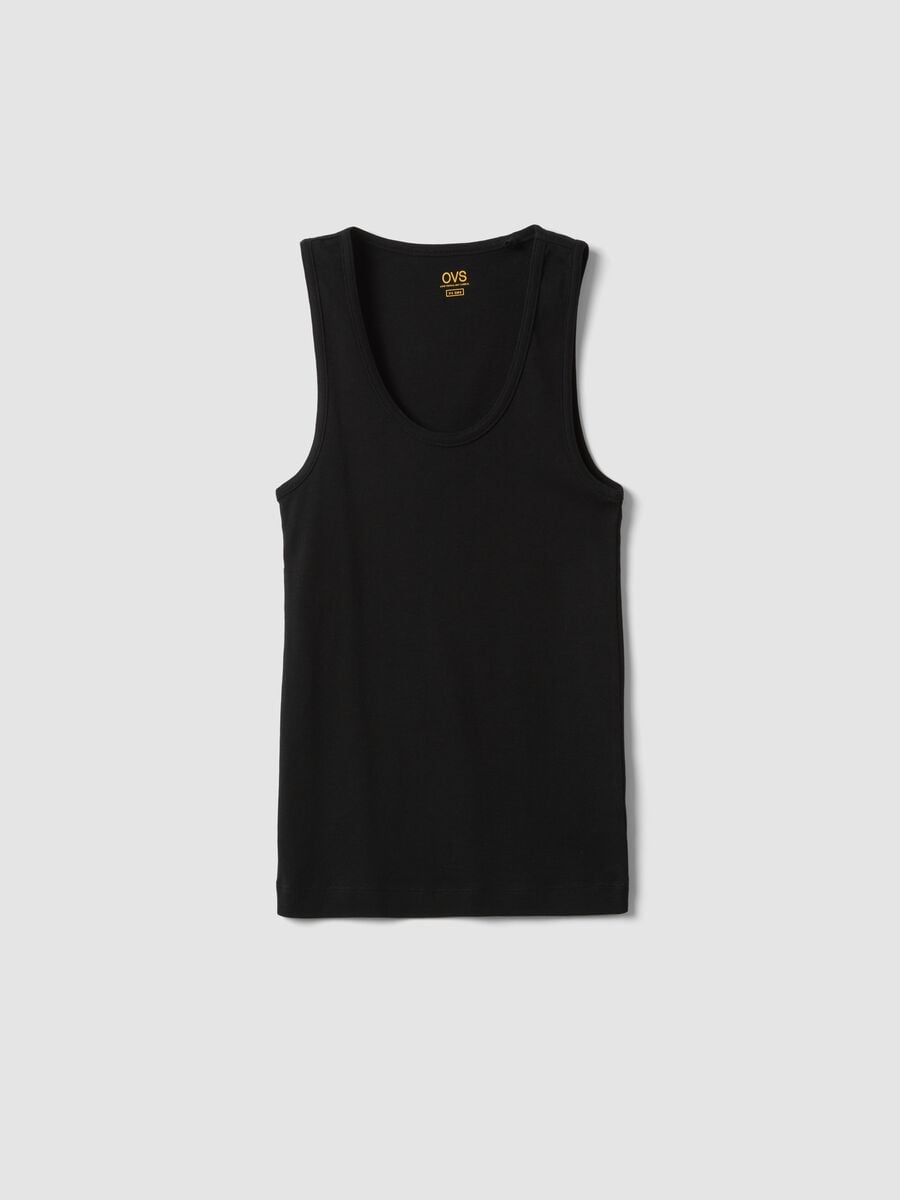 Schwarzes Tanktop aus reiner Baumwolle_4