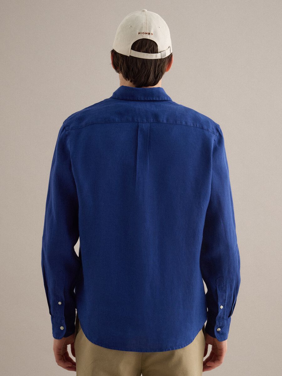 Blaue Langarmhemd aus reinem Leinen im Regular Fit_3