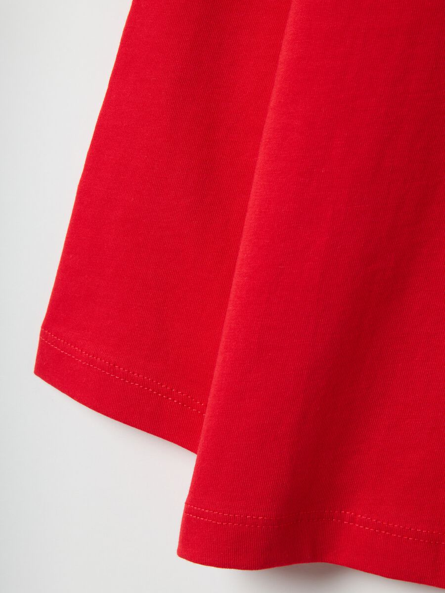 Children's red oversized cotton T-shirt with print_3