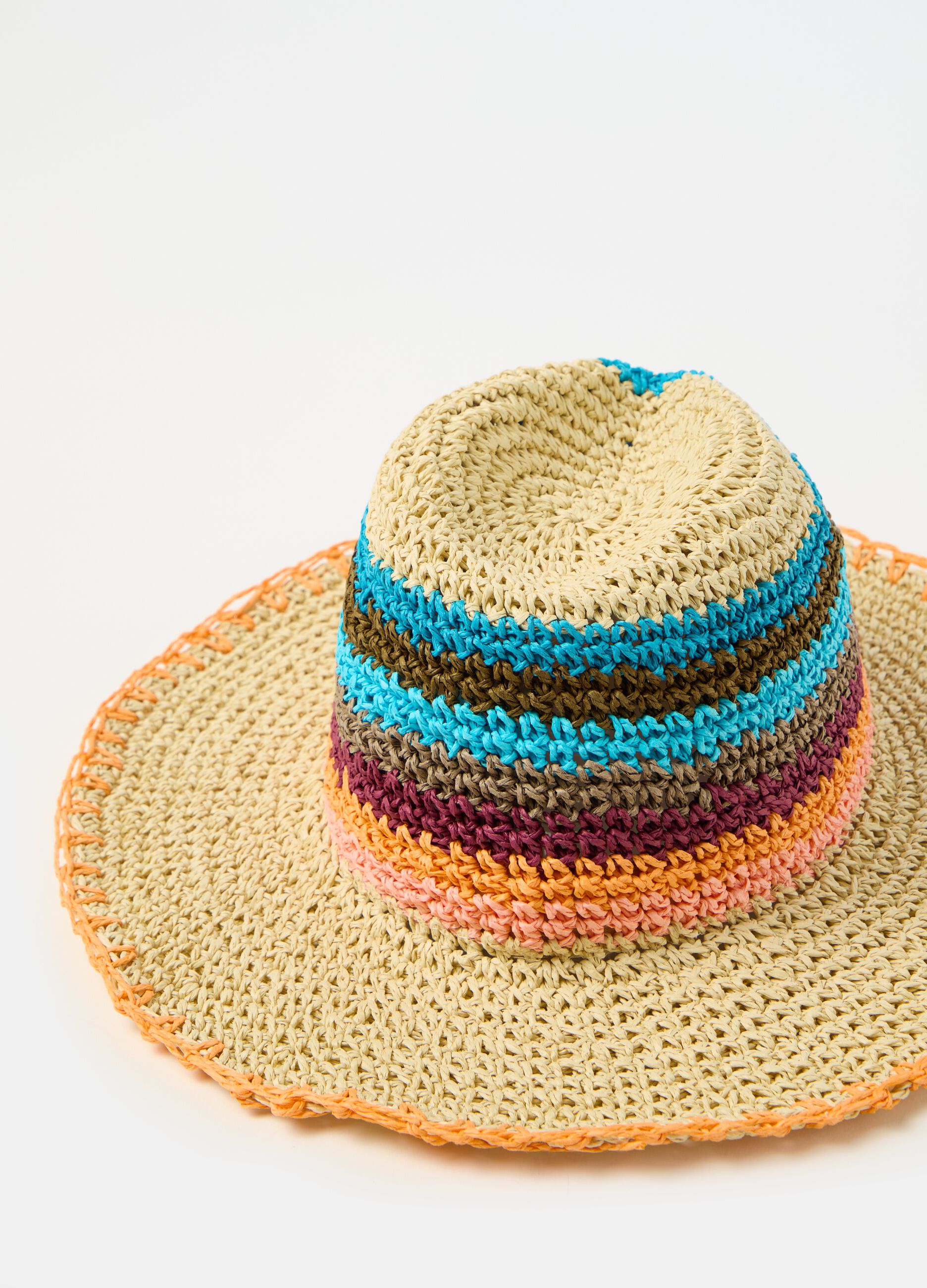 Sombrero de rafia de rayas