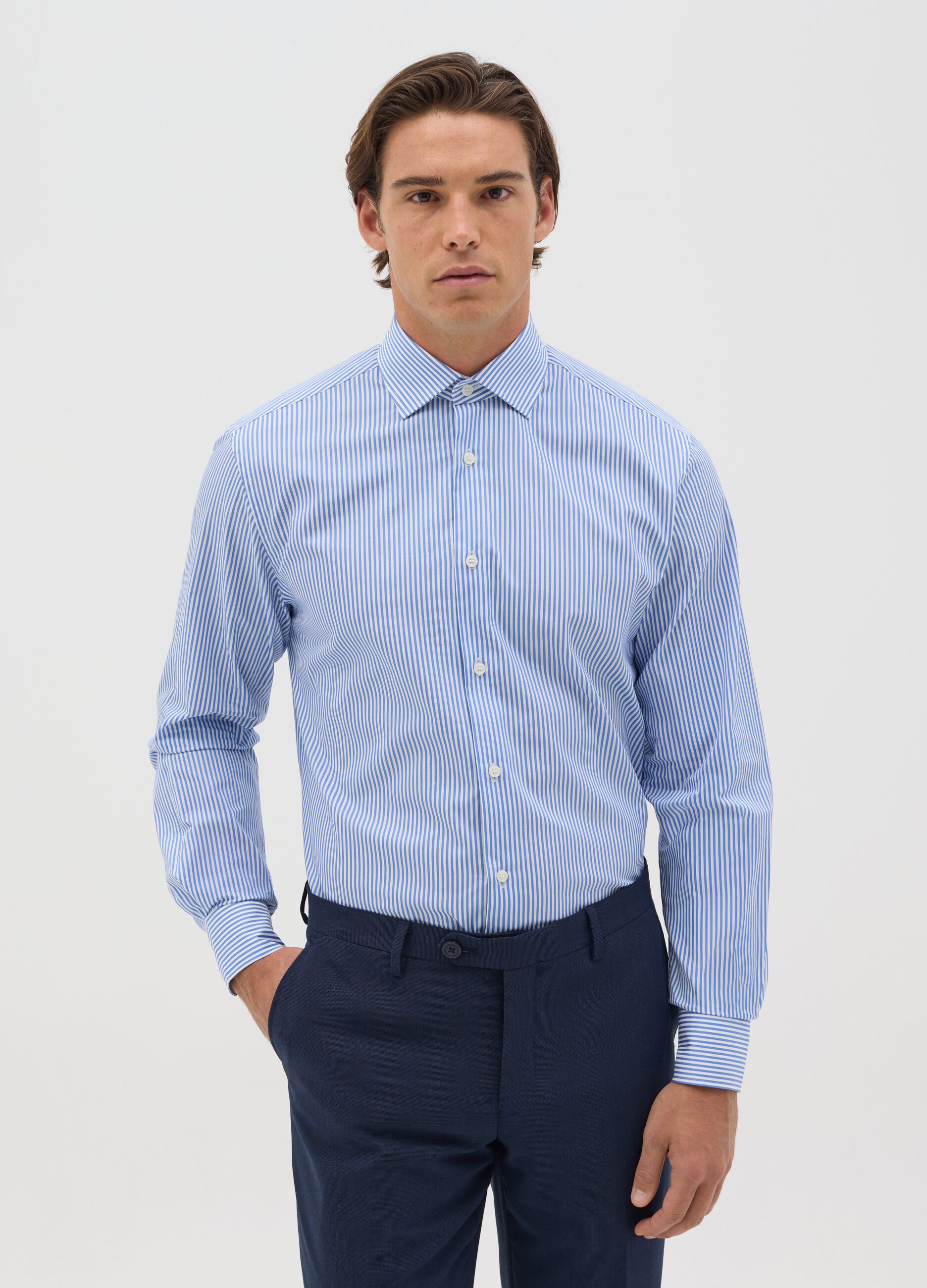 Regular-fit striped easy-iron shirt