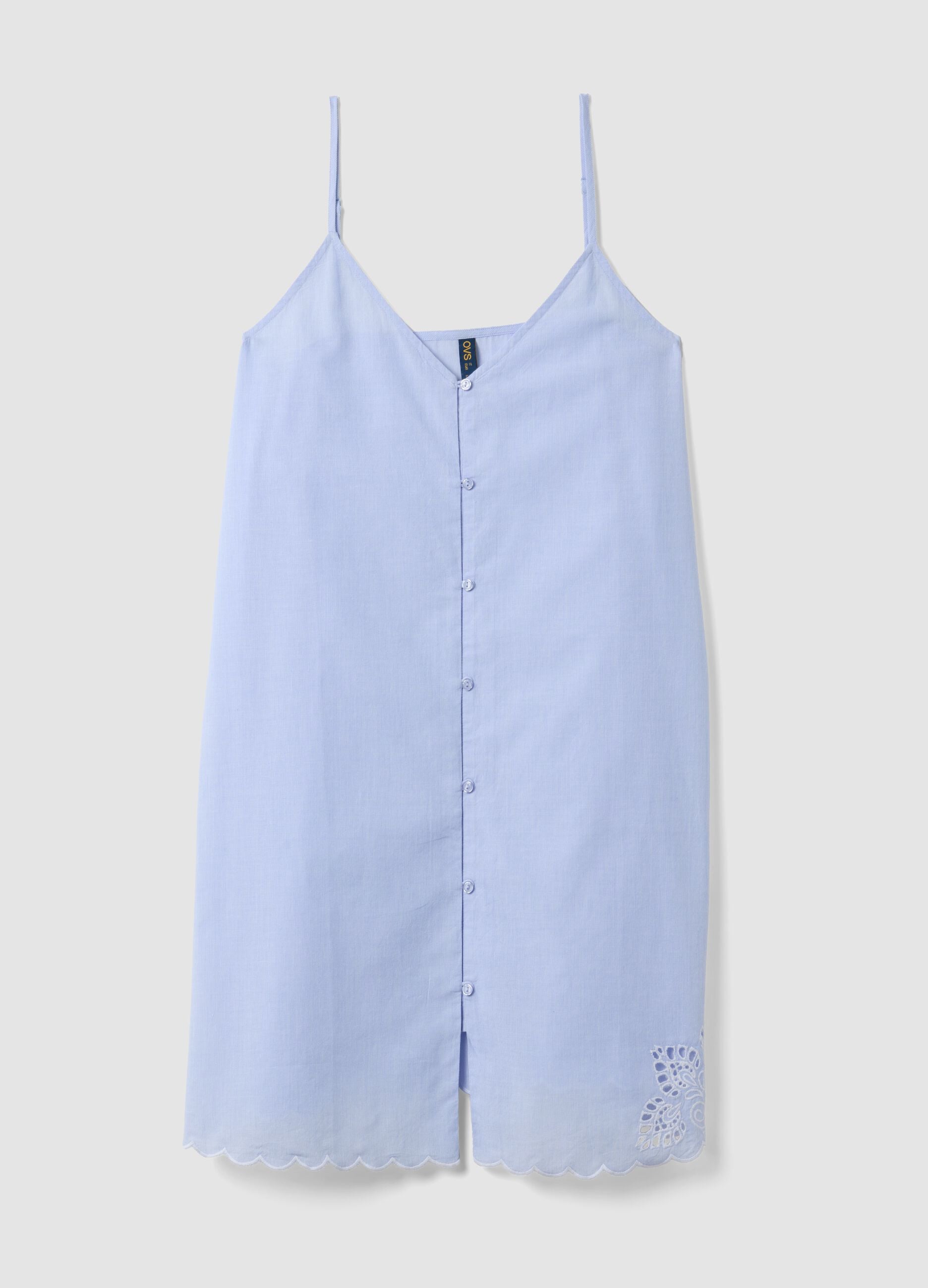 Light blue organic cotton nightdress with thin straps