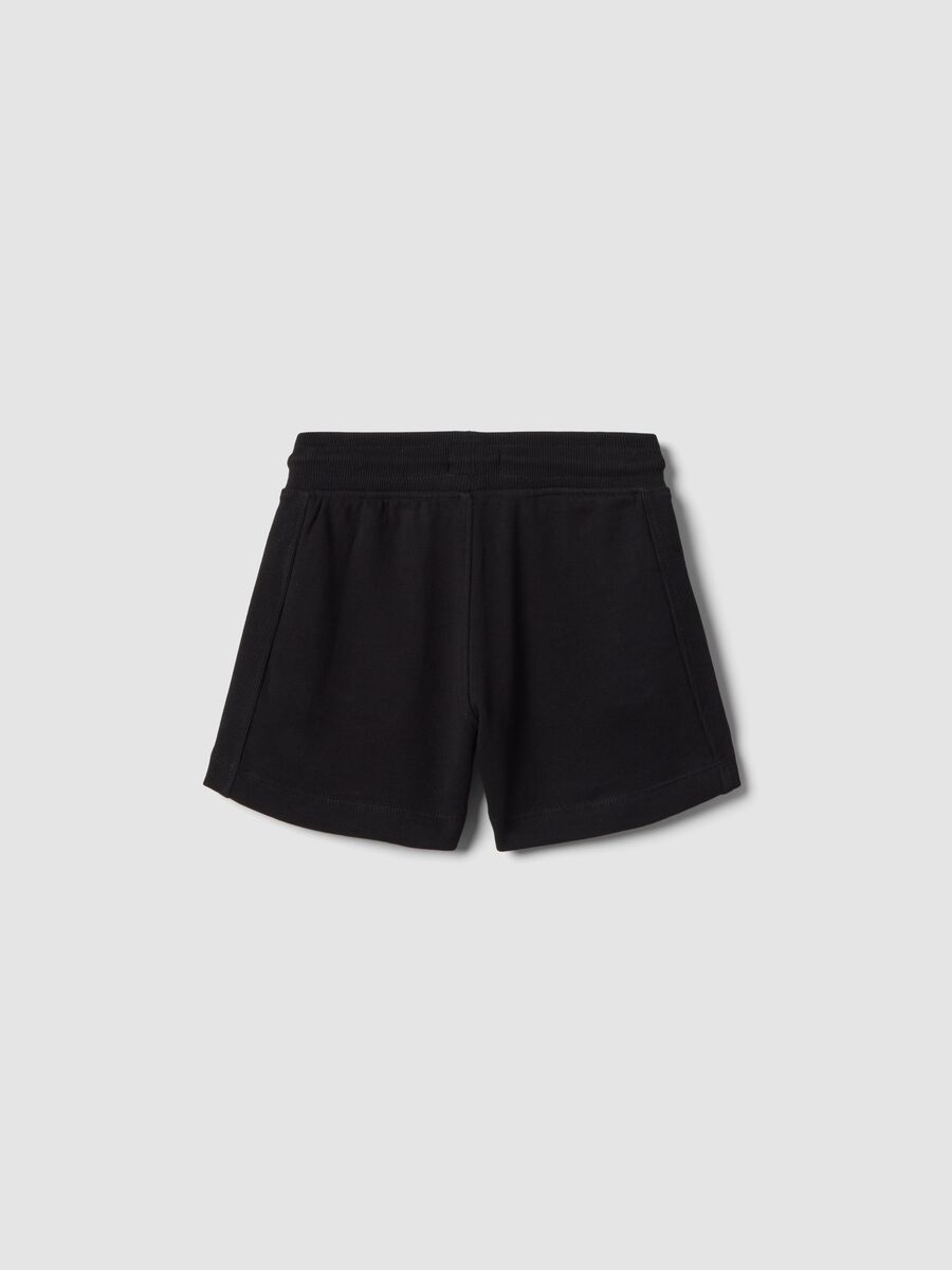 Girls&rsquo; black pure cotton shorts, regular fit_1