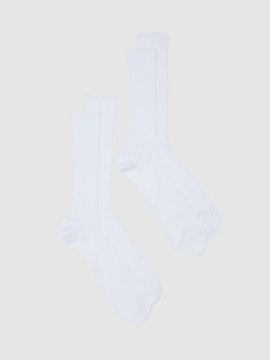 Bipack calze lunghe in puro cotone bianco_0