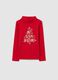 Girls' red regular fit Christmas sweater in pure cotton_0