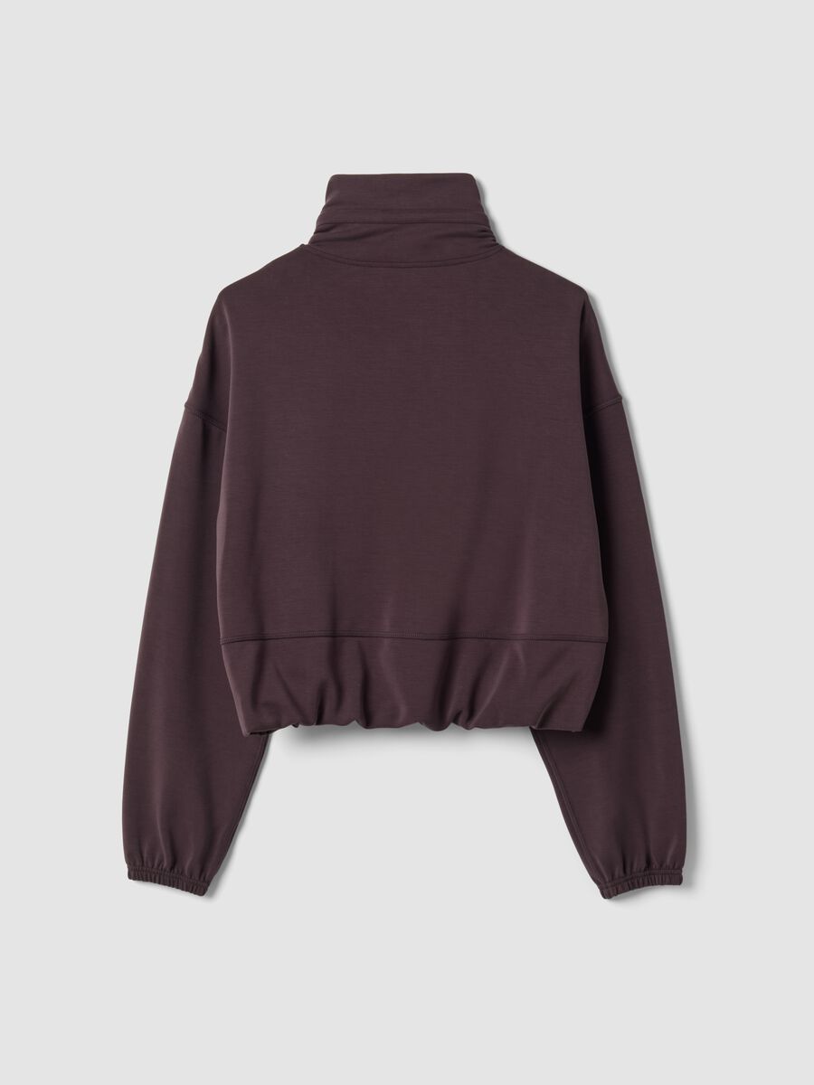 Short brown stretch viscose sweatshirt with high neck_6