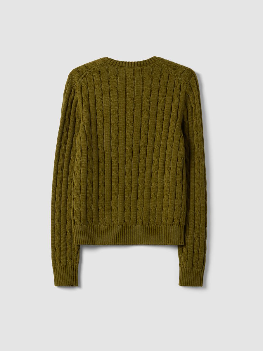 Green pure cotton cable-knit crew-neck jumper_2
