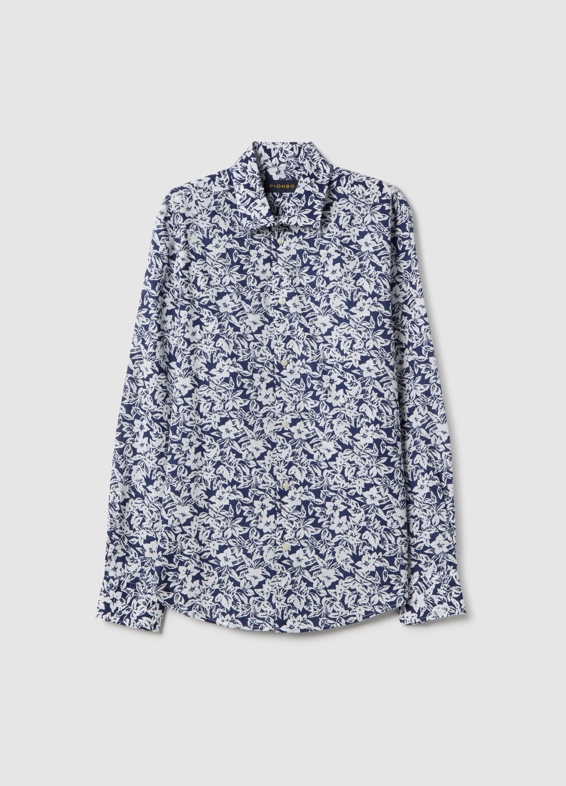 Multicolour pure cotton shirt with regular fit and floral pattern