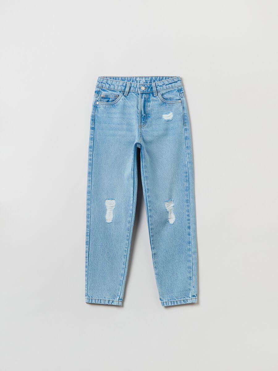 Mum-fit jeans with abrasions_0