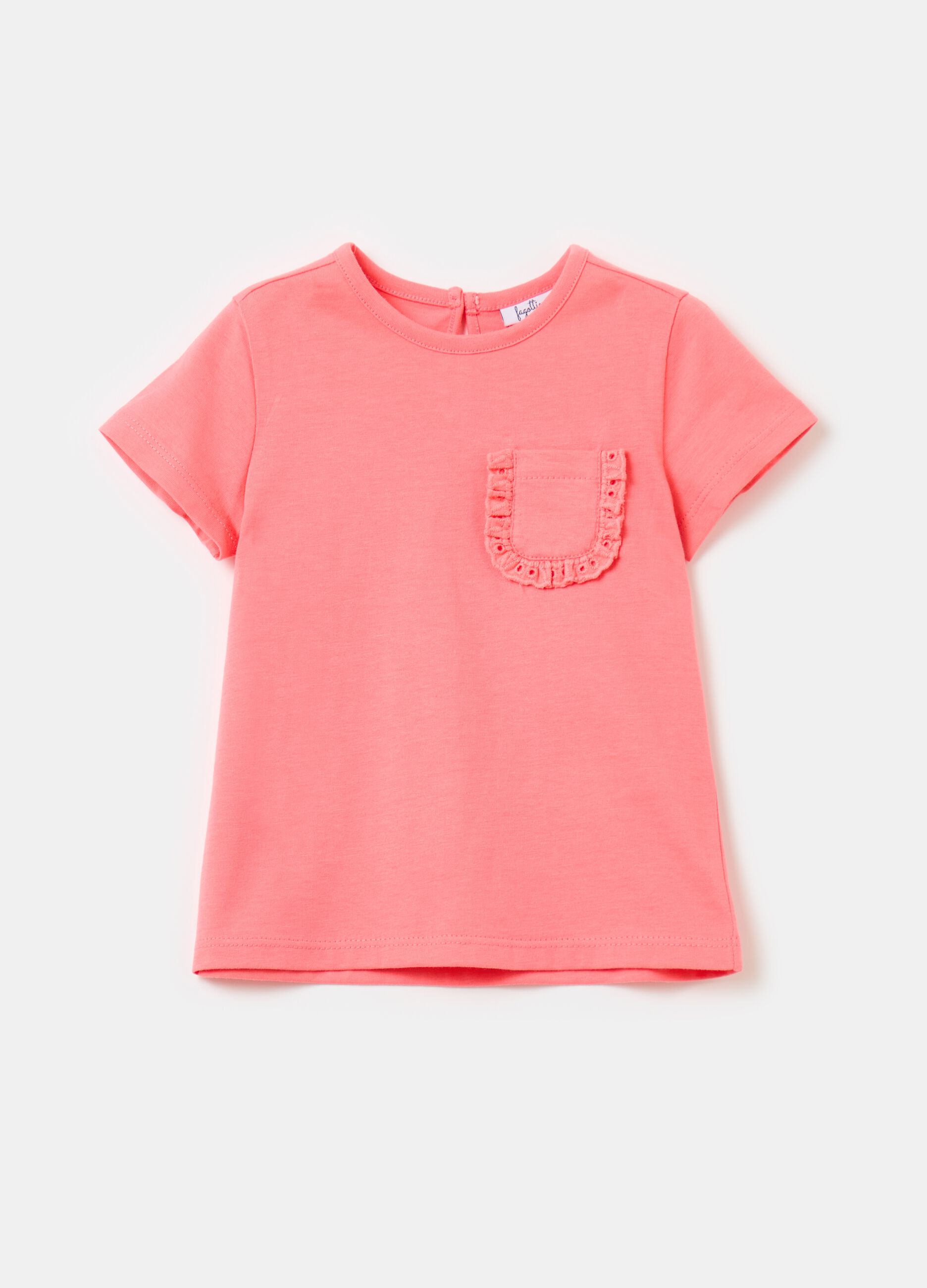 Cotton T-shirt with broderie anglaise detail