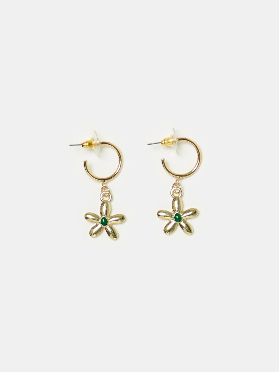 Hoop earrings with flower pendant_0