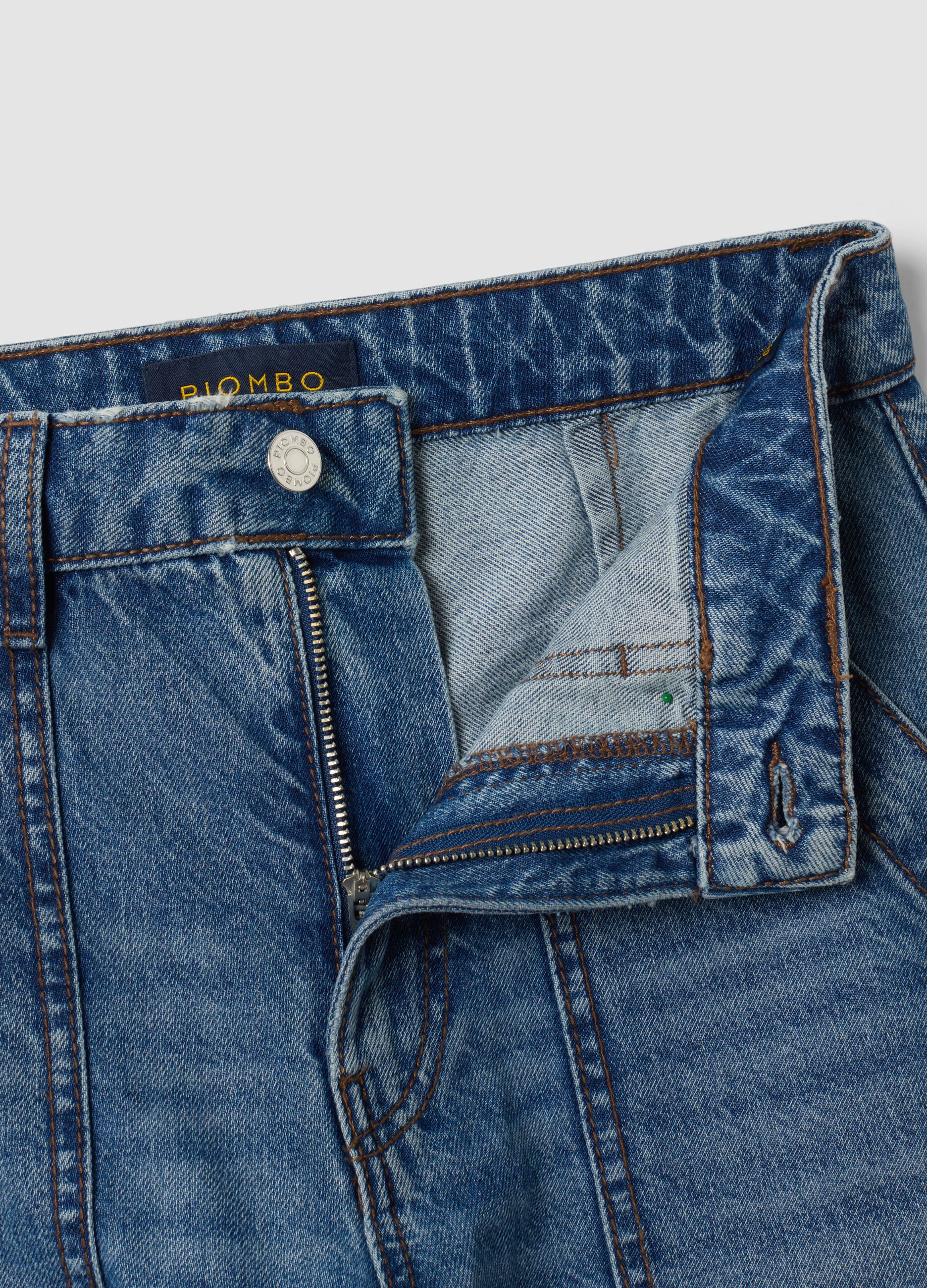 Blue denim wide-leg jeans in pure cotton