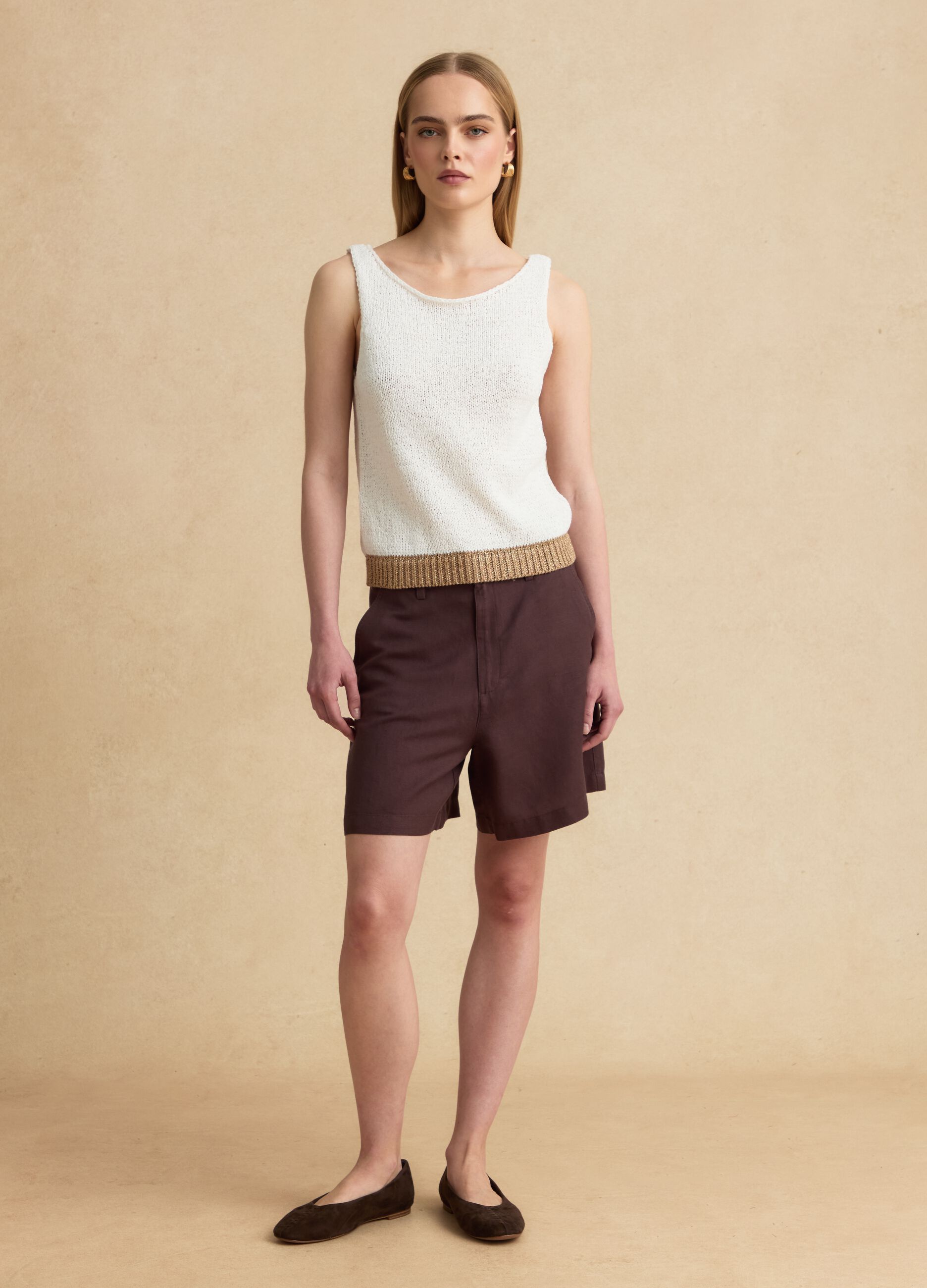 White cotton-blend top