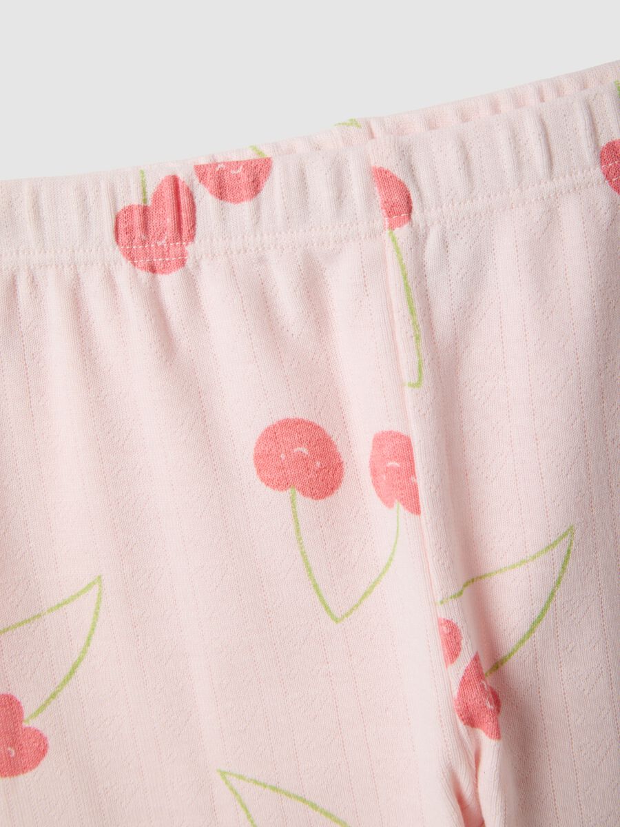 Pink baby girl pyjamas in pure cotton regular fit with cherry design_2