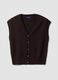 Brown V-neck button-up vest with oversized fit_4