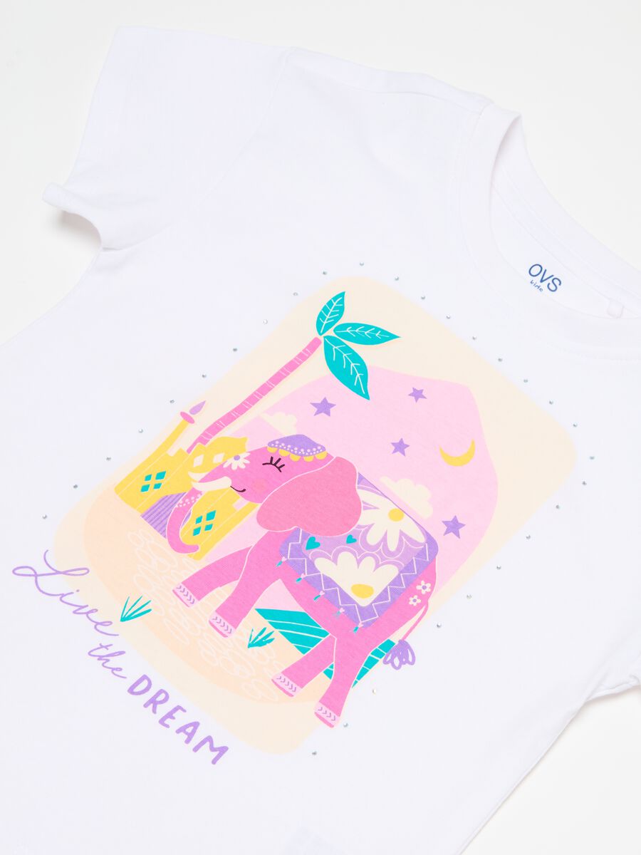Printed diamanté T-shirt in cotton_2