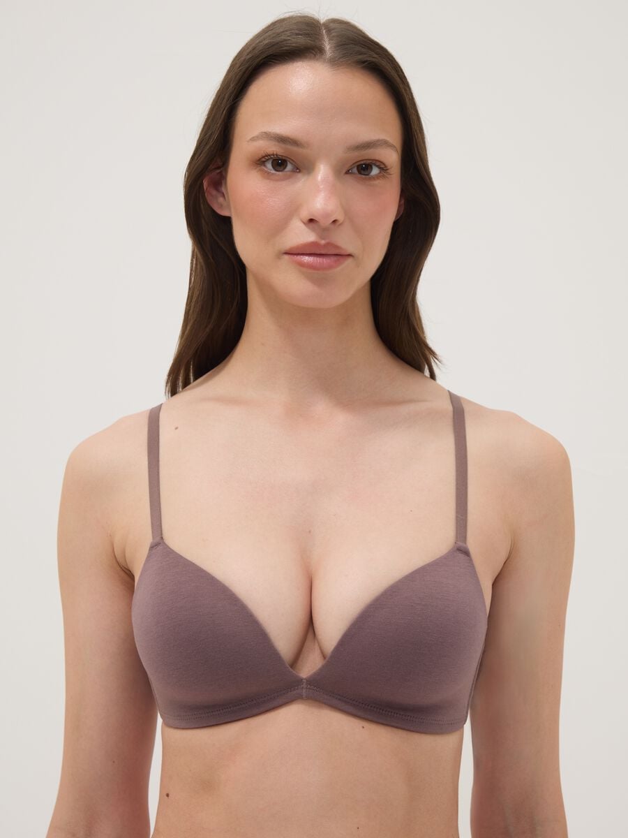 Grey padded organic cotton bra_0
