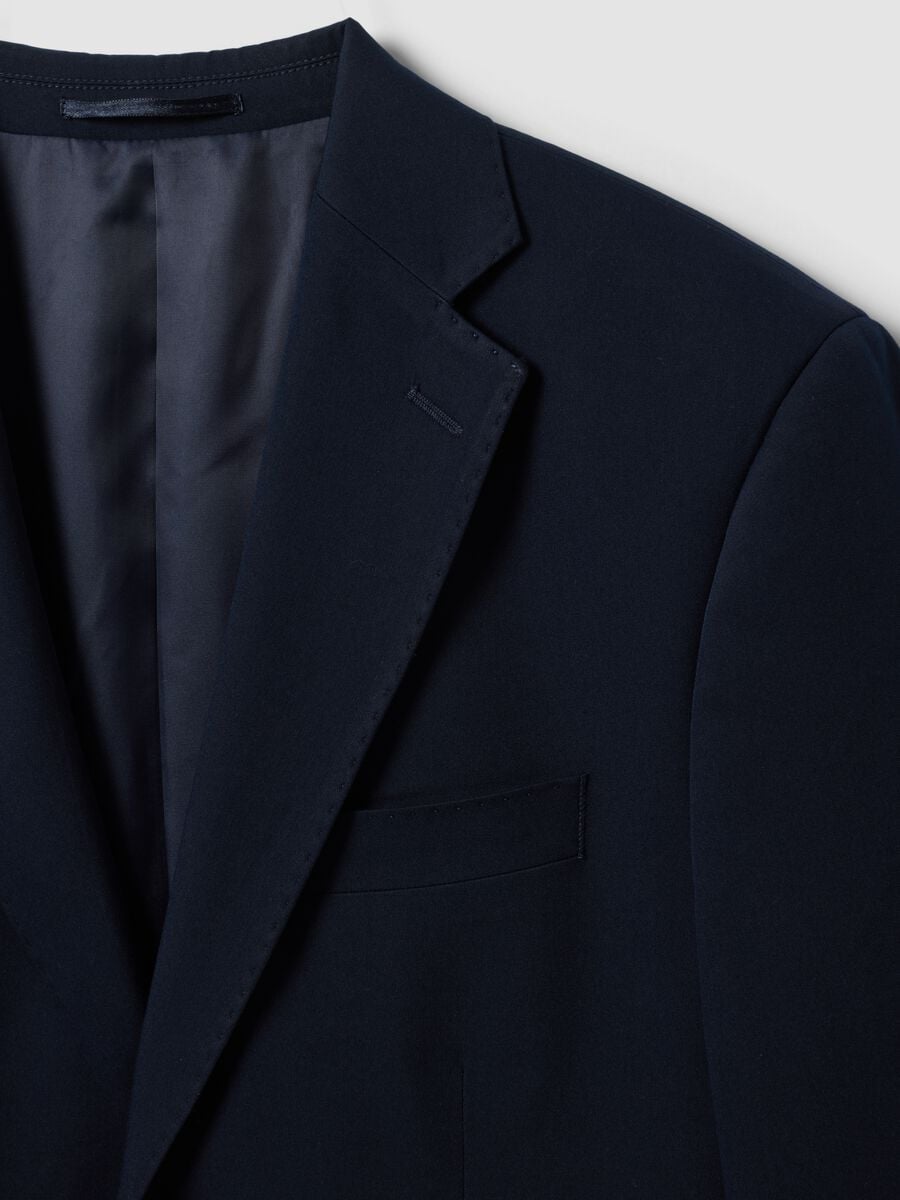 Blazer azul em viscose el&aacute;stica com lapelas cl&aacute;ssicas_2
