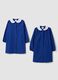 2-pack of blue school aprons with white collar_0
