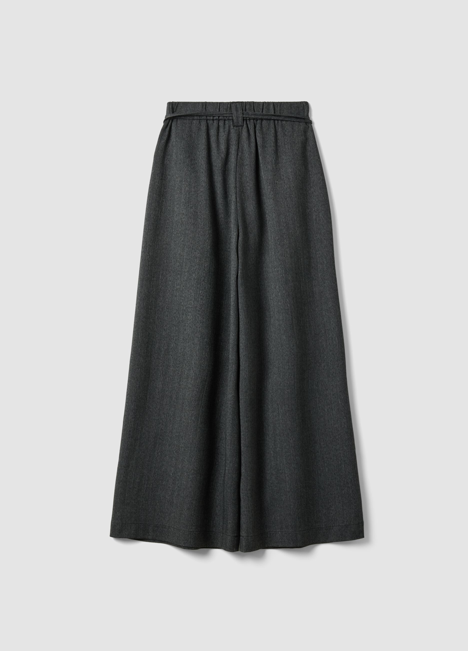 Grey wide-leg trousers in stretch viscose